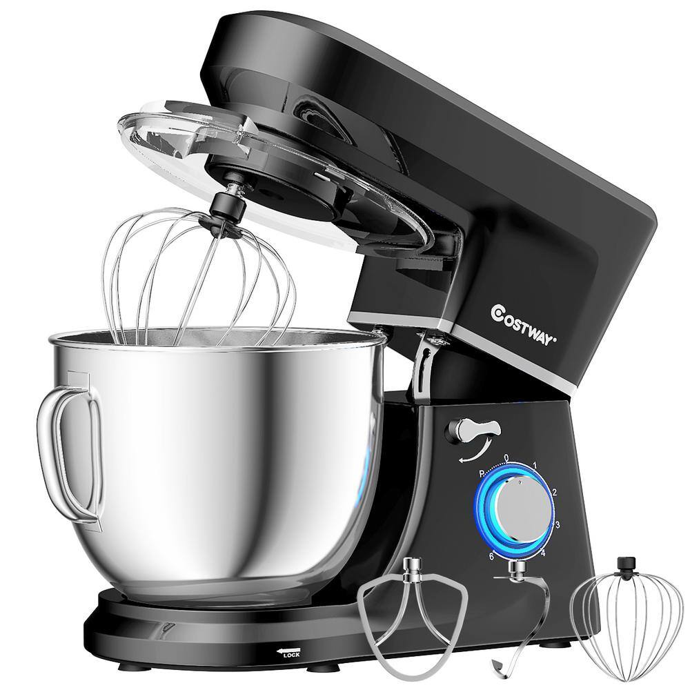 Costway 380W 4.8 qt. . 8-Speed Black Stainless Steel Stand Mixer with Dough  Hook Beater EP24940US-BK - The Home Depot
