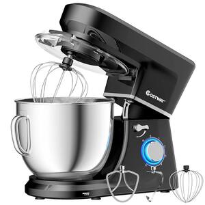 660W 7.5 qt. . 6-Speed Black Stainless Steel Stand Mixer with Dough Hook Beater