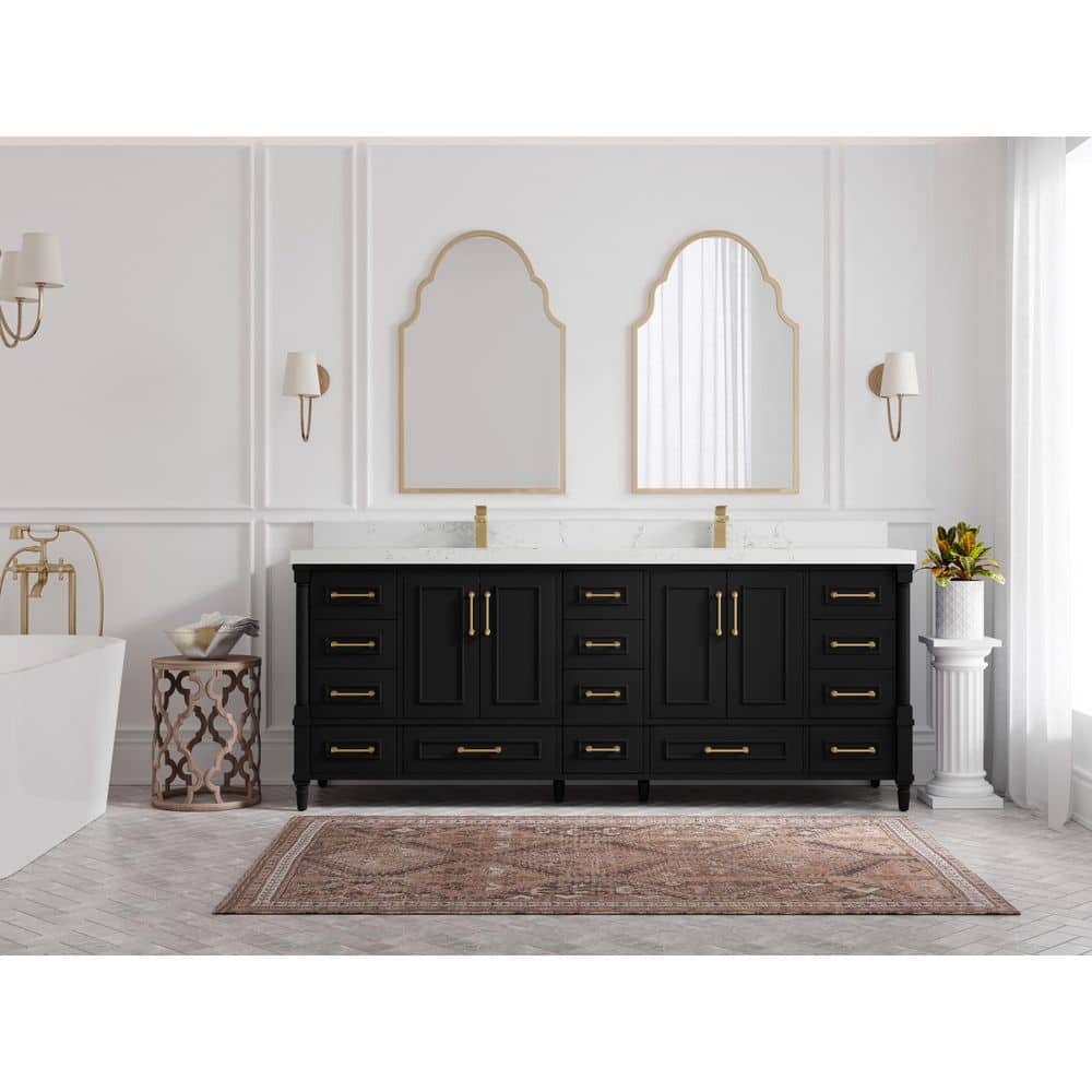 Aberdeen Black Double Sink Vanity with Empira Quartz Top