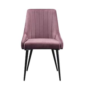 Caspian Pink Fabric and Black Wood Side Chair
