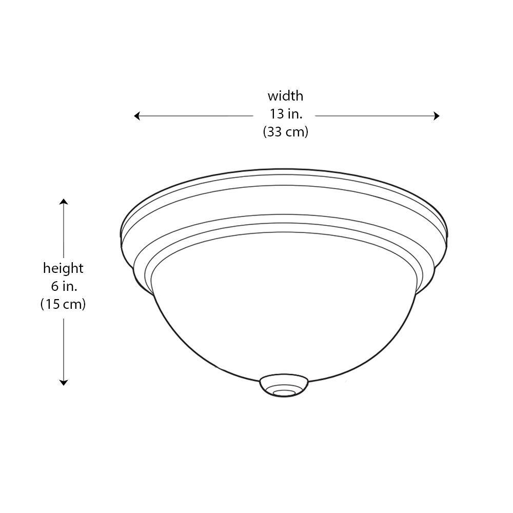 13-inch Frosted Glass Bowl Flush Mount Light in Rubbed Oil Bronze