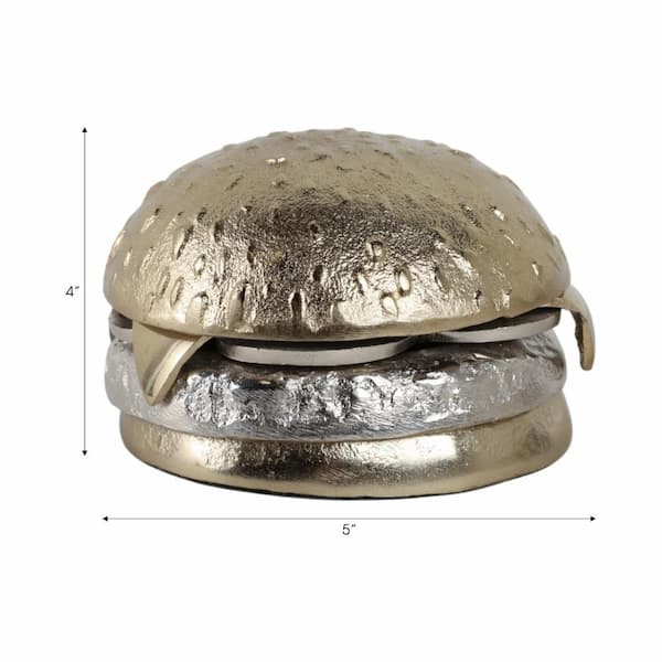 Liv & Skye Silver 5 in. x 3.25 in. Metal Cheeseburger Shape