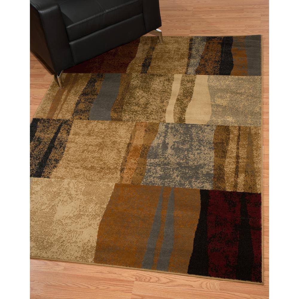 Shadows Brown and Beige Rectangular Polypropylene Area Rug 2' x 3'