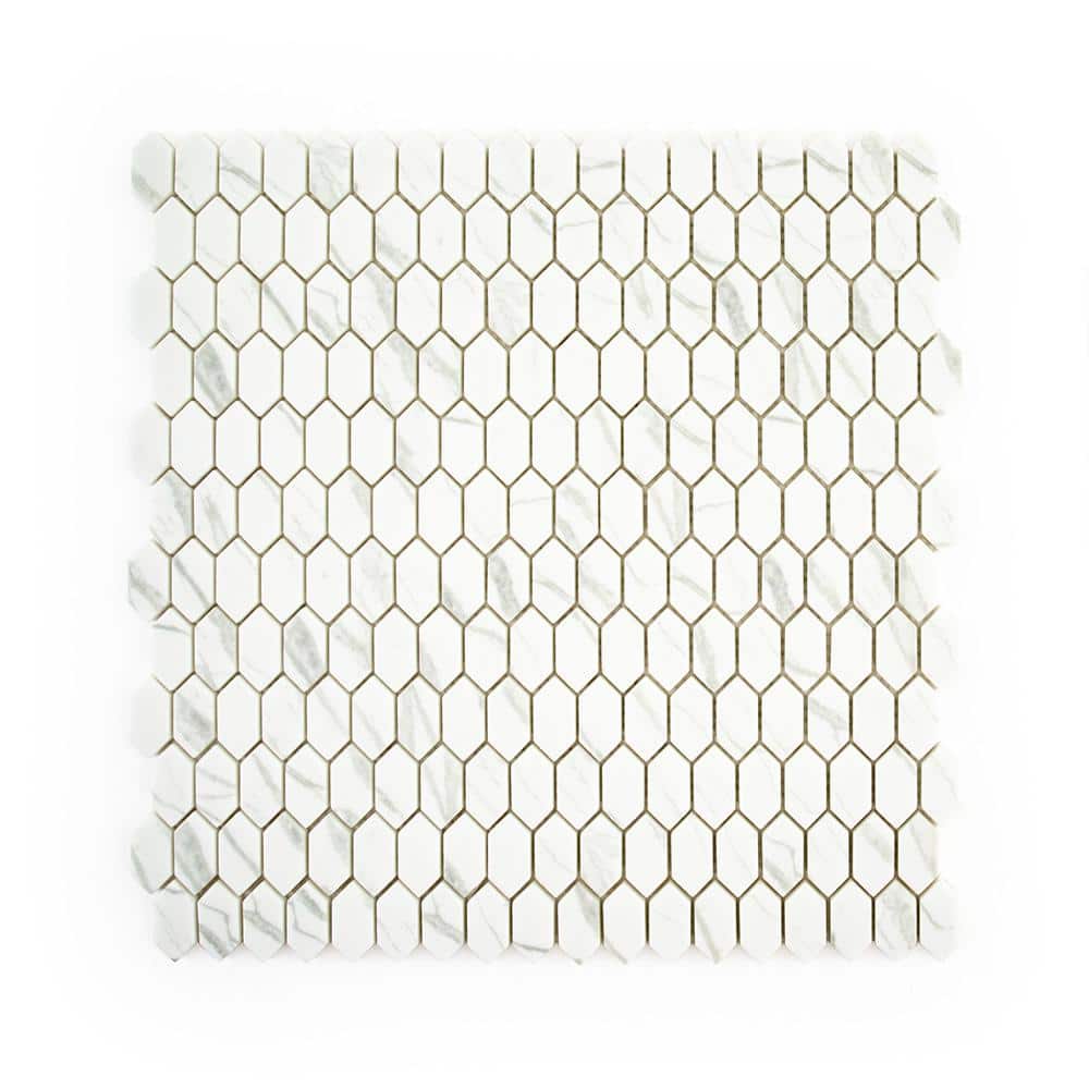 Serenity Carrara 11.125 in. x 11.875 in. Elongated Hex Matte White/Grey Glass Wall Mosaic Tile (13.75 sq. ft./Case) price history on PriceWatchPro