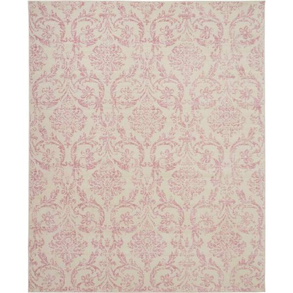 Nourison Jubilant Ivory/Pink 8 ft. x 10 ft. Persian Vintage Area Rug 478870