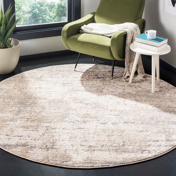 Spirit 3 ft. x 3 ft. Taupe/Ivory Marble Round Area Rug