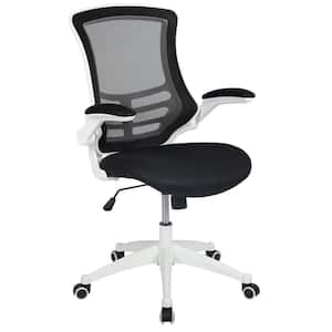 Kelista Mid-Back Mesh Swivel Ergonomic Task Office Chair in Black/White Frame with Flip-Up Arms
