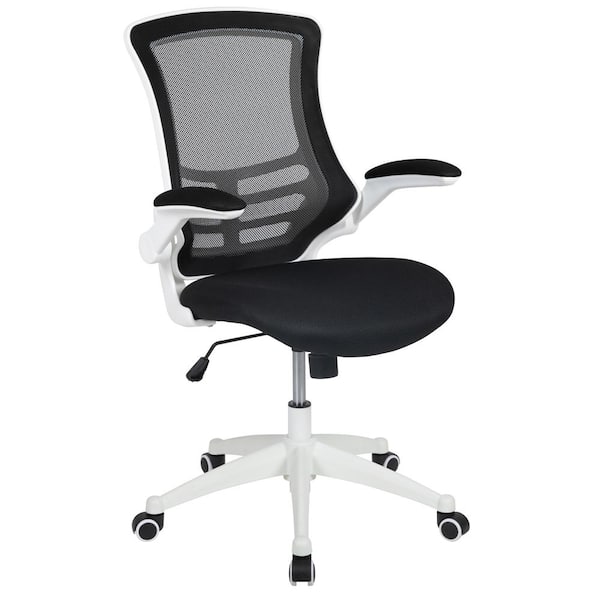 Carnegy Avenue Kelista Mid-Back Mesh Swivel Ergonomic Task Office Chair in Black/White Frame with Flip-Up Arms