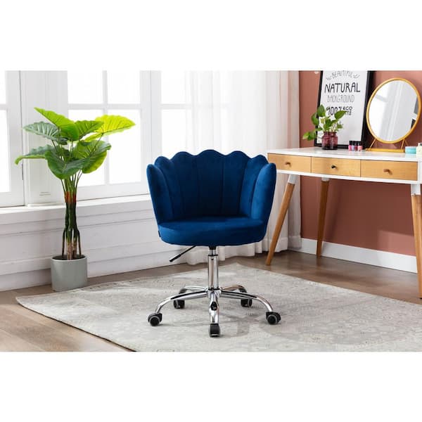 LUCKY ONE Cozy Blue Velvet Swivel Shell Office Chair Height Adjustable  Accent Chair with 360° Castor Wheels CM-202-BL - The Home Depot