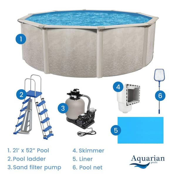 Phoenix 21 ft. Round 52 in. Deep Above Ground Pool Set