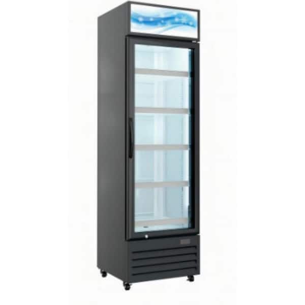 Cooler Depot 24.6 in. W 15 cu. ft. Upright Commercial 1-Glass Door Refrigerator in Black