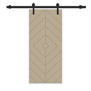 Diamond 30 in. x 80 in. Fully Assembled Unfinished MDF Modern Sliding Barn Door with Hardware Kit