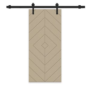 Diamond 30 in. x 96 in. Fully Assembled Unfinished MDF Modern Sliding Barn Door with Hardware Kit