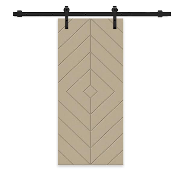 Diamond 42 in. x 80 in. Fully Assembled Unfinished MDF Modern Sliding Barn Door with Hardware Kit