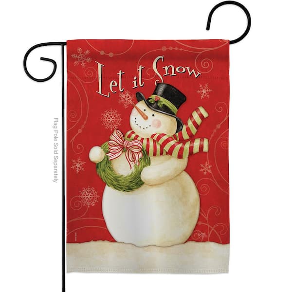 13 in. x 18.5 in. Scarf Snowman Let it Snow Winter Wonderland Garden Flag Double-Sided Decorative Vertical Flags