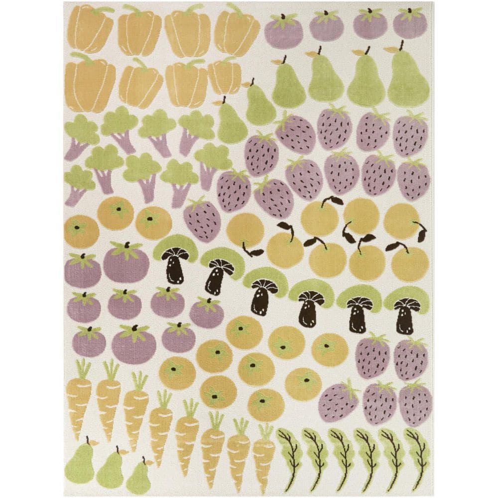 Pepper Orange/Lilac 3 ft. 11 in. x 5 ft. 7 in. Kids Fruit & Veggie Area Rug price history on PriceWatchPro