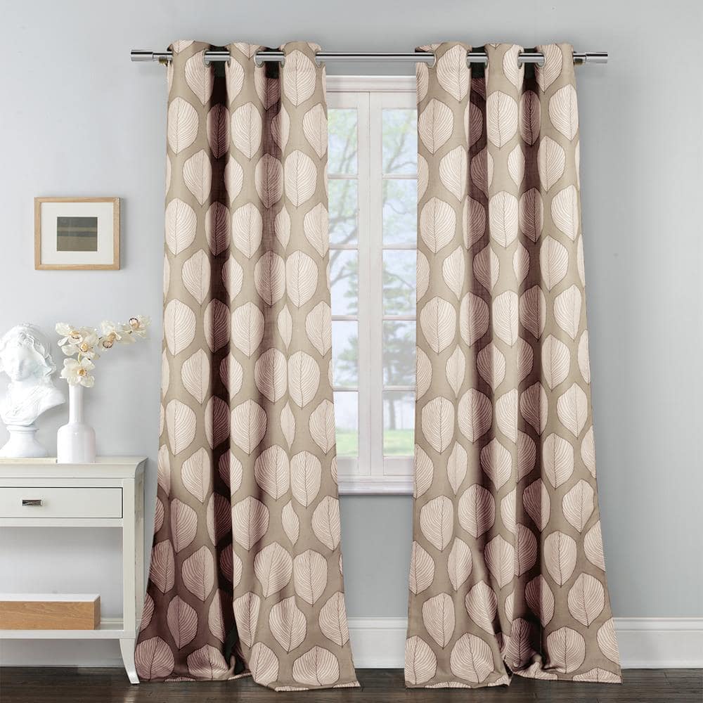 Zaria 38 in. W x 84 in. L Polyester Window Panel in Coffee