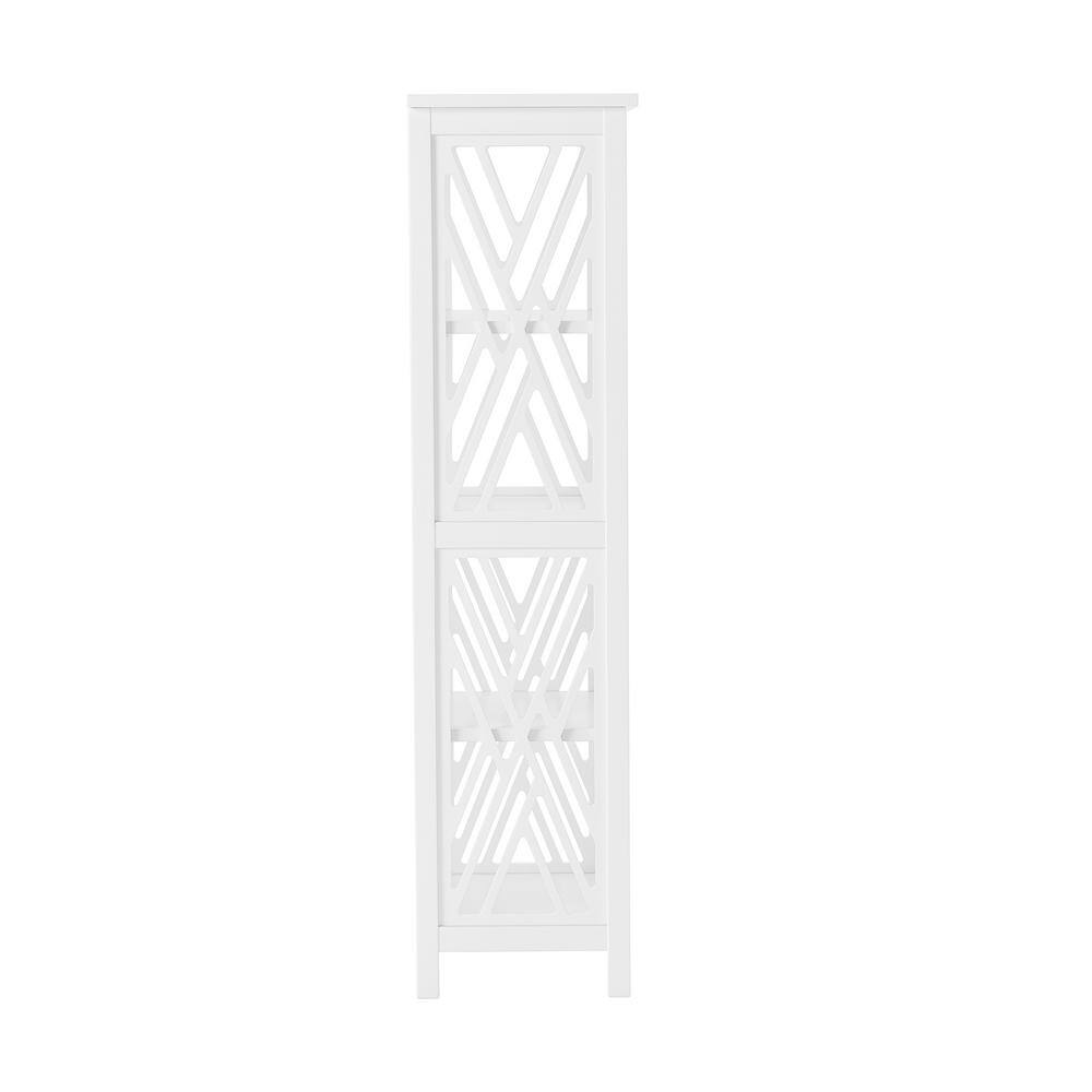 White Adjustable Wood Bath Tall Storage Shelf