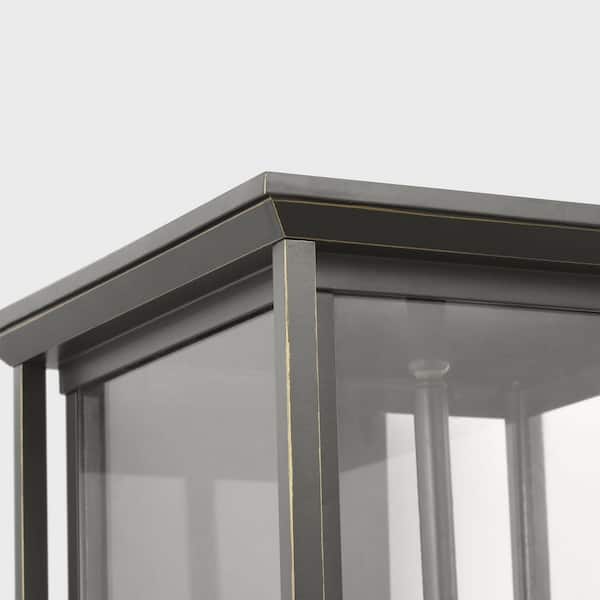 Generation Lighting - Audley 24in. Antique Bronze with Clear Glass Panels Outdoor Hardwired Lantern Sconce with No Bulbs Included