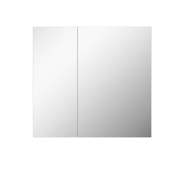 32 in. W x 30 in. H Rectangular Frameless Aluminum Medicine Cabinet with Mirror and Soft-Close Hinges