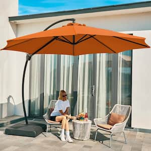 11 ft.Outdoor Cantilever Offset Umbrella Patio Umbrella with Sandbag and Cover in Pumpkin