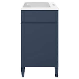 30 in. W x 18 in. D x 33 in. H Single Sink Freestanding Bath Vanity in Blue with White Cultured Marble Top