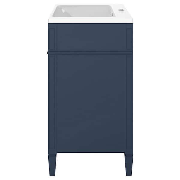 30 in. W x 18 in. D x 33 in. H Single Sink Freestanding Bath Vanity in Blue with White Ceramic Top