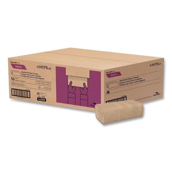 Select Folded Paper Towels, Multifold, Natural, 9 in. x 9.45 in., (250-Pack, 16-Carton)