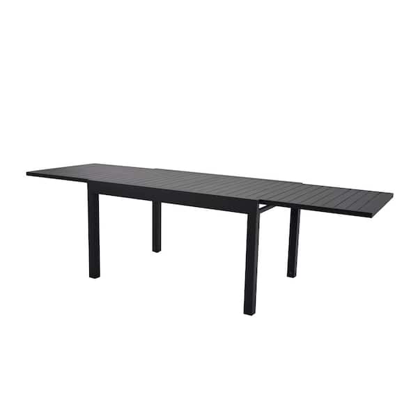 Noble House Germaine 94.5 in. Dark Brown Aluminum Rectangular Outdoor Patio Dining Table with Extension
