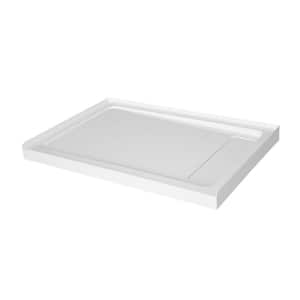 48 in. L x 34 in. W x 3.8 in. H Alcove Concealed Drain Shower Pan Base with Right Drain in White