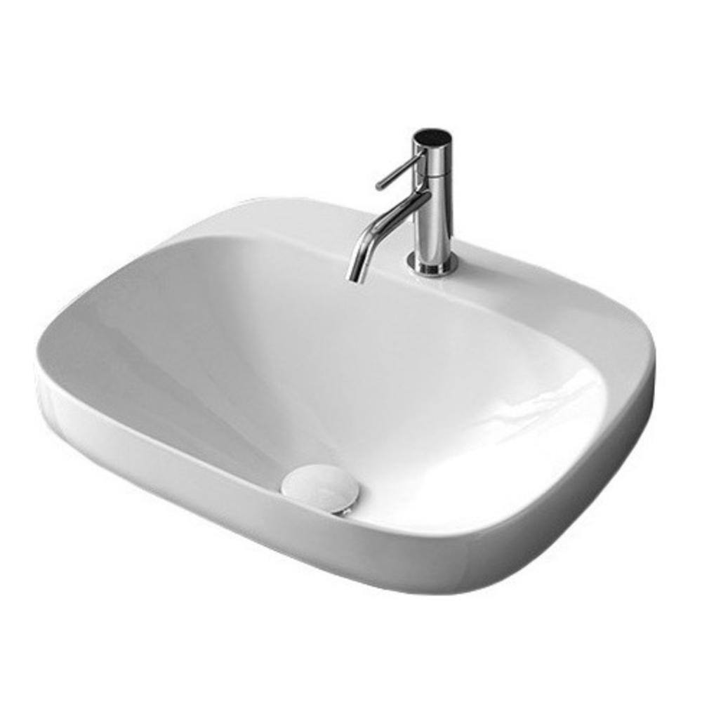 Modern White Ceramic Round Pedestal Bathroom Sink