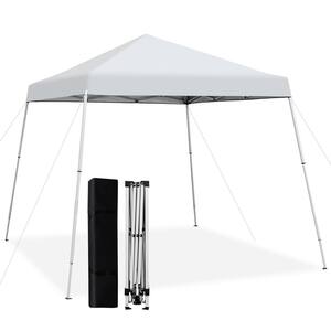 10 ft. x 10 ft. White Patio Outdoor Instant Pop-up Canopy Slanted Leg UPF50 Plus Sun Shelter