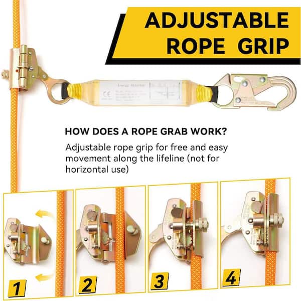 KIWDZFU 100 ft. Retractable Lifeline Rope with Snap Hooks and