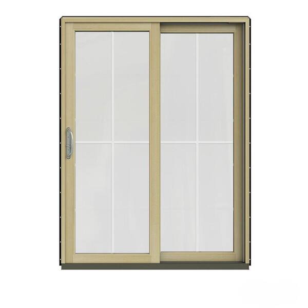 JELD-WEN 60 in. x 80 in. W-2500 Contemporary Black Clad Wood Right-Hand 4 Lite Sliding Patio Door w/Unfinished Interior