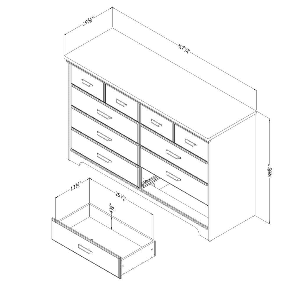 Gray Double 8-Drawer Cottage Nursery Dresser