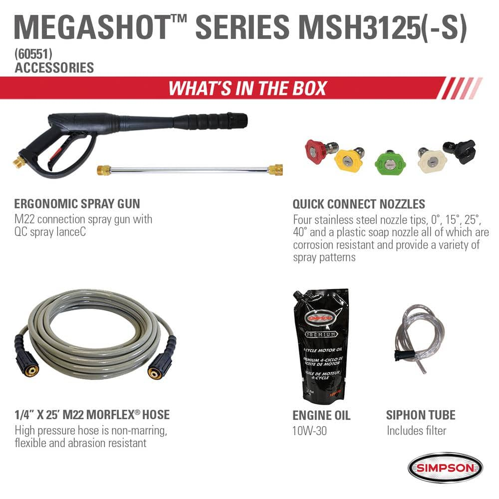 Buy MegaShot 3200 PSI 2.5 GPM Gas Cold Water Pressure Washer with HONDA