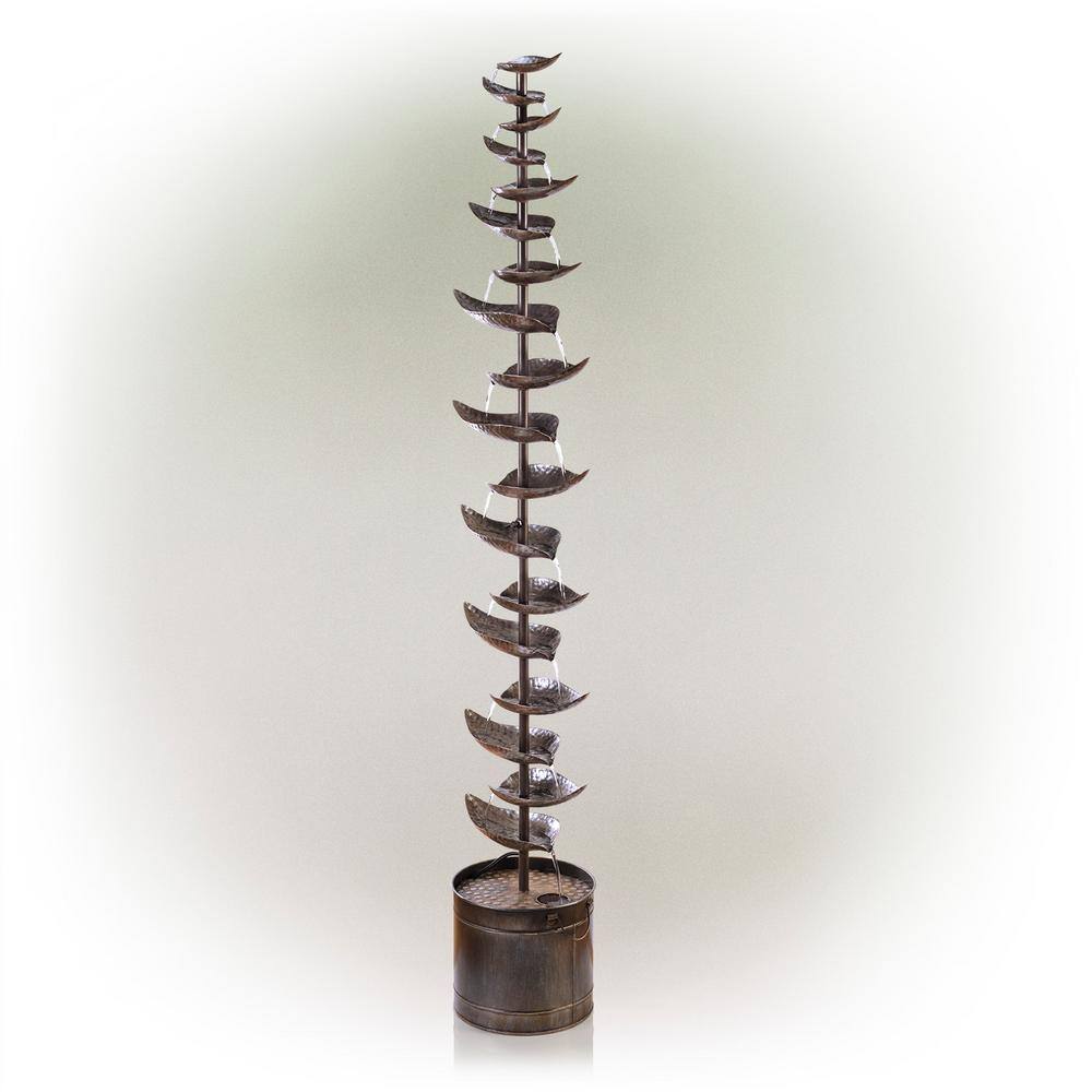Alpine Bronze 70" Tiered Iron Leaf Fountain