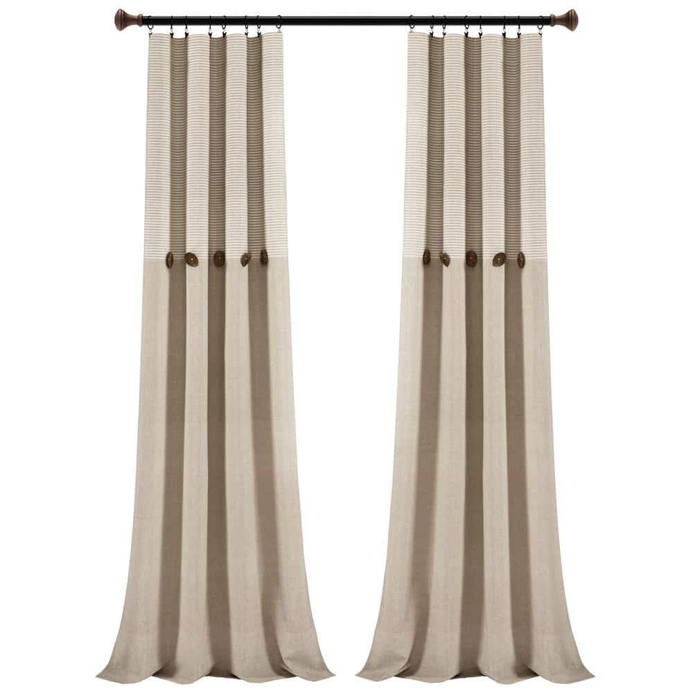 Linen Striped Rod Pocket Room Darkening Curtain - 40 in. W x 84 in. L (Set 