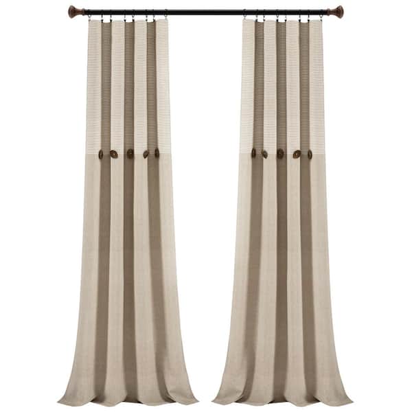 Unbranded Linen Striped Rod Pocket Room Darkening Curtain - 40 in. W x 84 in. L (Set of 2)