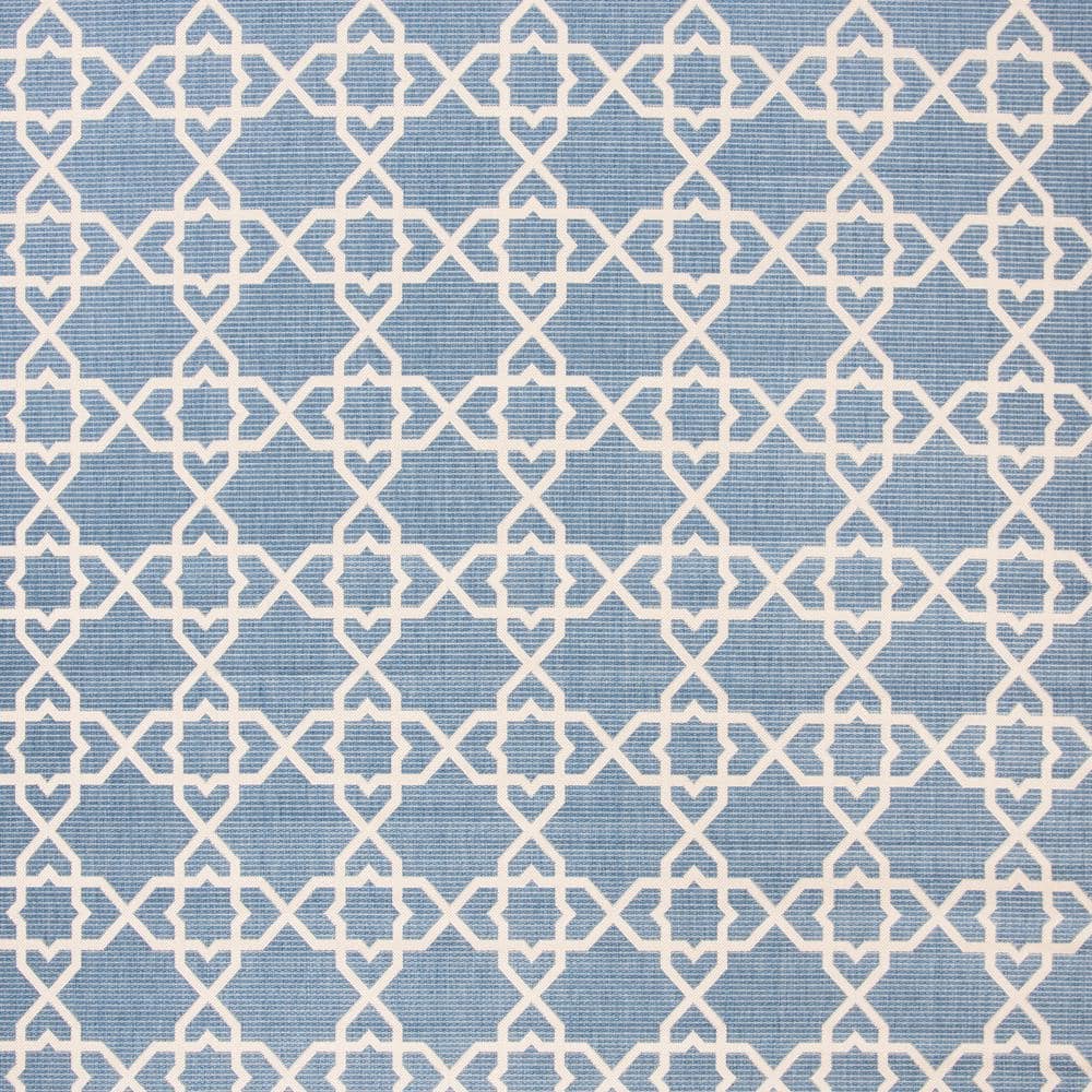 Sky Blue Beige Geometric 9' x 12' Synthetic Area Rug
