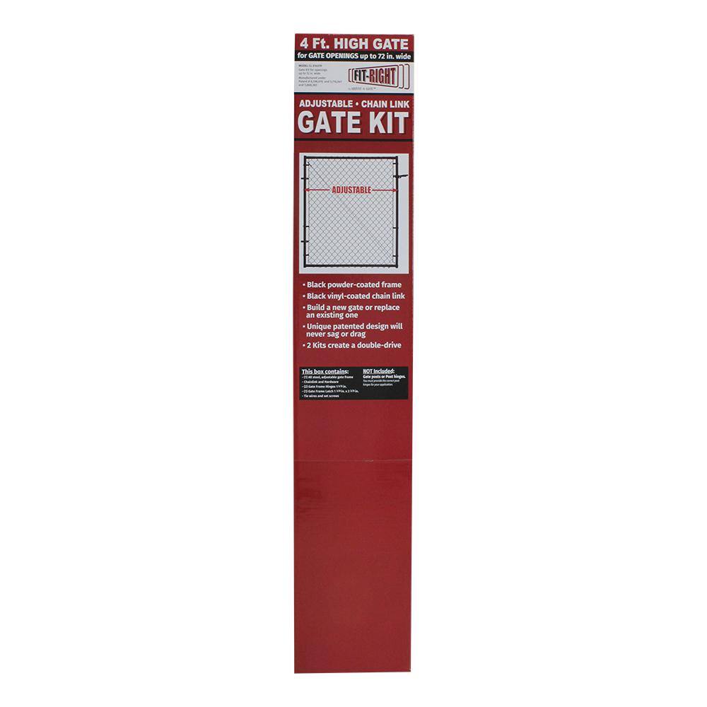 Black Adjustable Chain Link Walk-Thru Gate Kit with Steel Frame