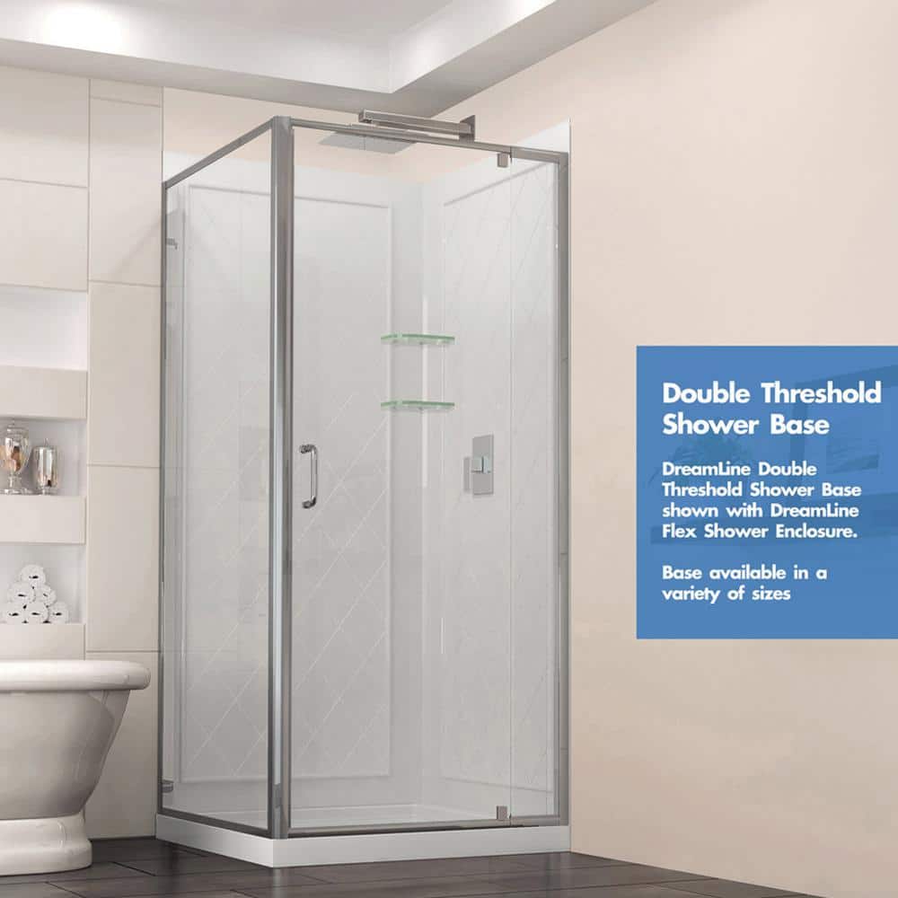 SlimLine 36" White Acrylic Double Threshold Shower Base