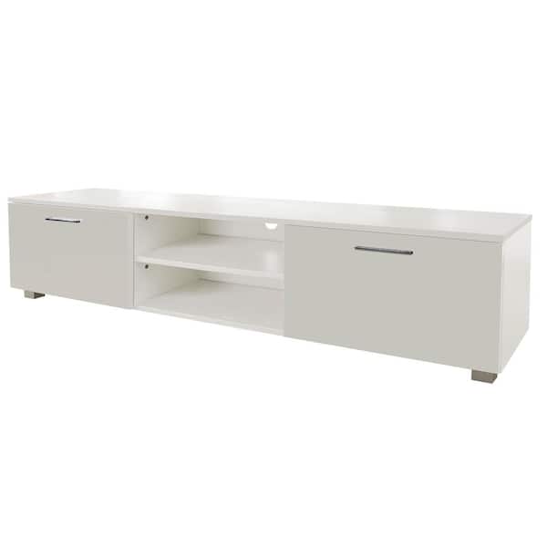 sumyeg 63 in. White Modern Wooden Media TV Stand Fits TVs Up to 70 in. with Storage Doors