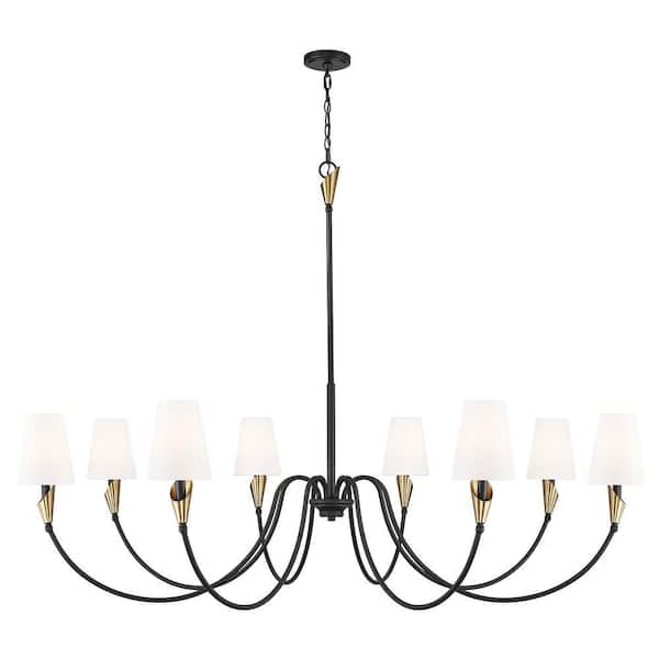 Claudelle 8 light Matte Black + Modern Gold Chandelier for Indoor Use with No Bulbs Included