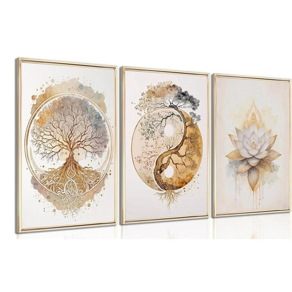 16H in. x 12W in. Framed Tree of Life Canvas Wall Art: Lotus Zen