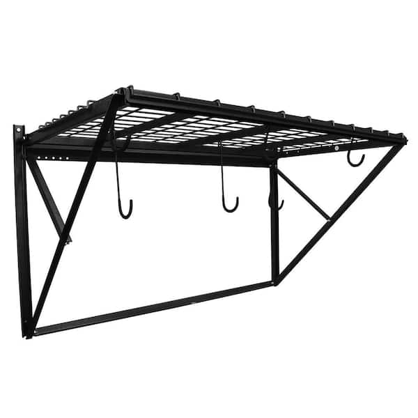 Metal Wall Storage Rack Two Compartment Black Matte Finish 27 Inch High 