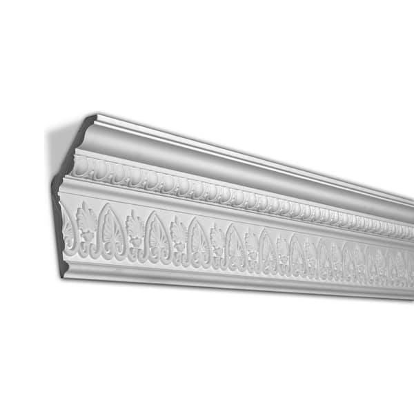 6-1/2 in. x 2-1/2 in. x 96 in. Egg and Dart with Leaves Polyurethane Crown Moulding Pro Pack 16 LF (2-Pack)
