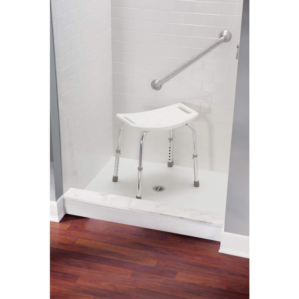 White Adjustable Plastic and Aluminum Tub and Shower Chair