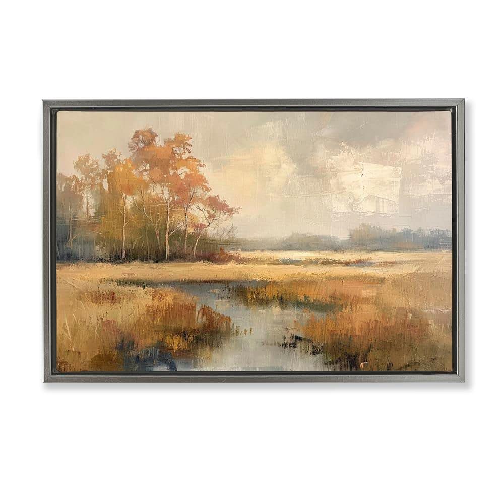 Autumn Stream Landscape by LSR Design Studio Gray Floater Frame Nature Graphic Art Print 21 in. x 31 in. price history on PriceWatchPro
