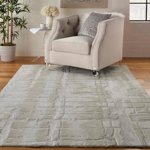 Symmetry Ivory/Beige 5 ft. x 8 ft. Distressed Contemporary Area Rug